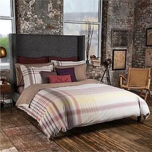 Beekman 1802 Lockport King Shams Tawny Plaid Pair Set of Two Cotton New NWT